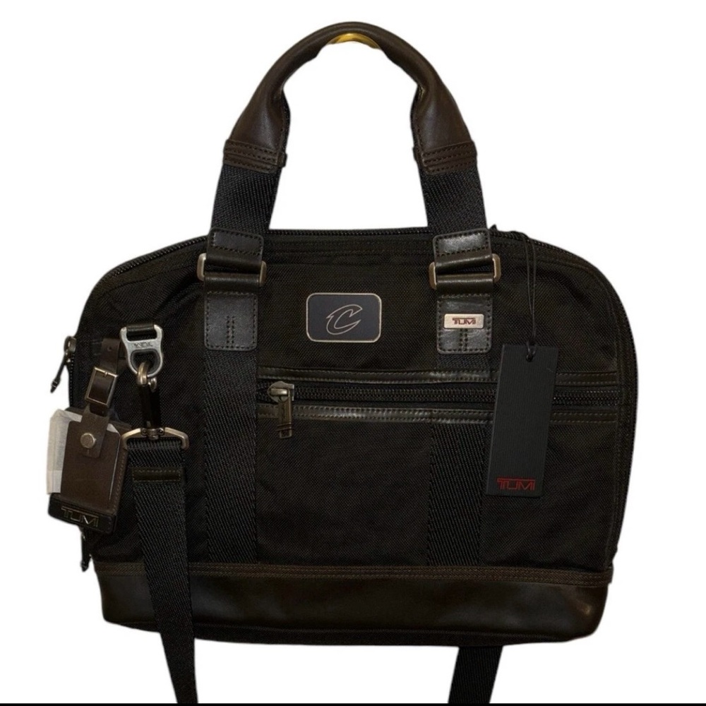 NWT TUMI Alpha Bravo Earle Compact Brief Bag Black Cleveland Cavaliers logo